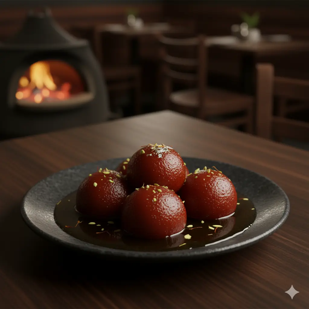 Gulab Jamun - traditional Indian dessert at The Virsa Mahal in downtown Edmonton, AB